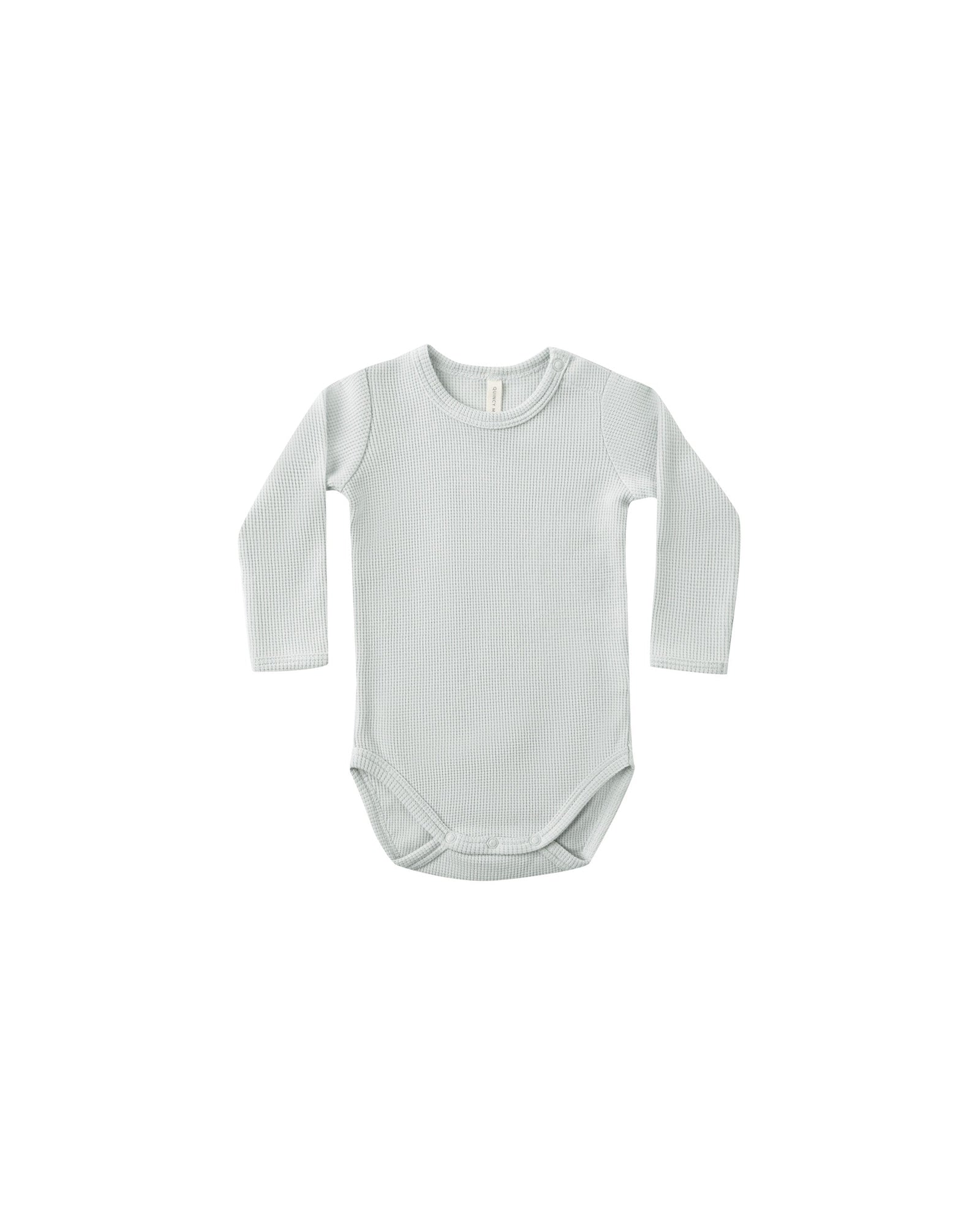 Quincy Mae Baby Waffle Long Sleeve Bodysuit - Ice Blue