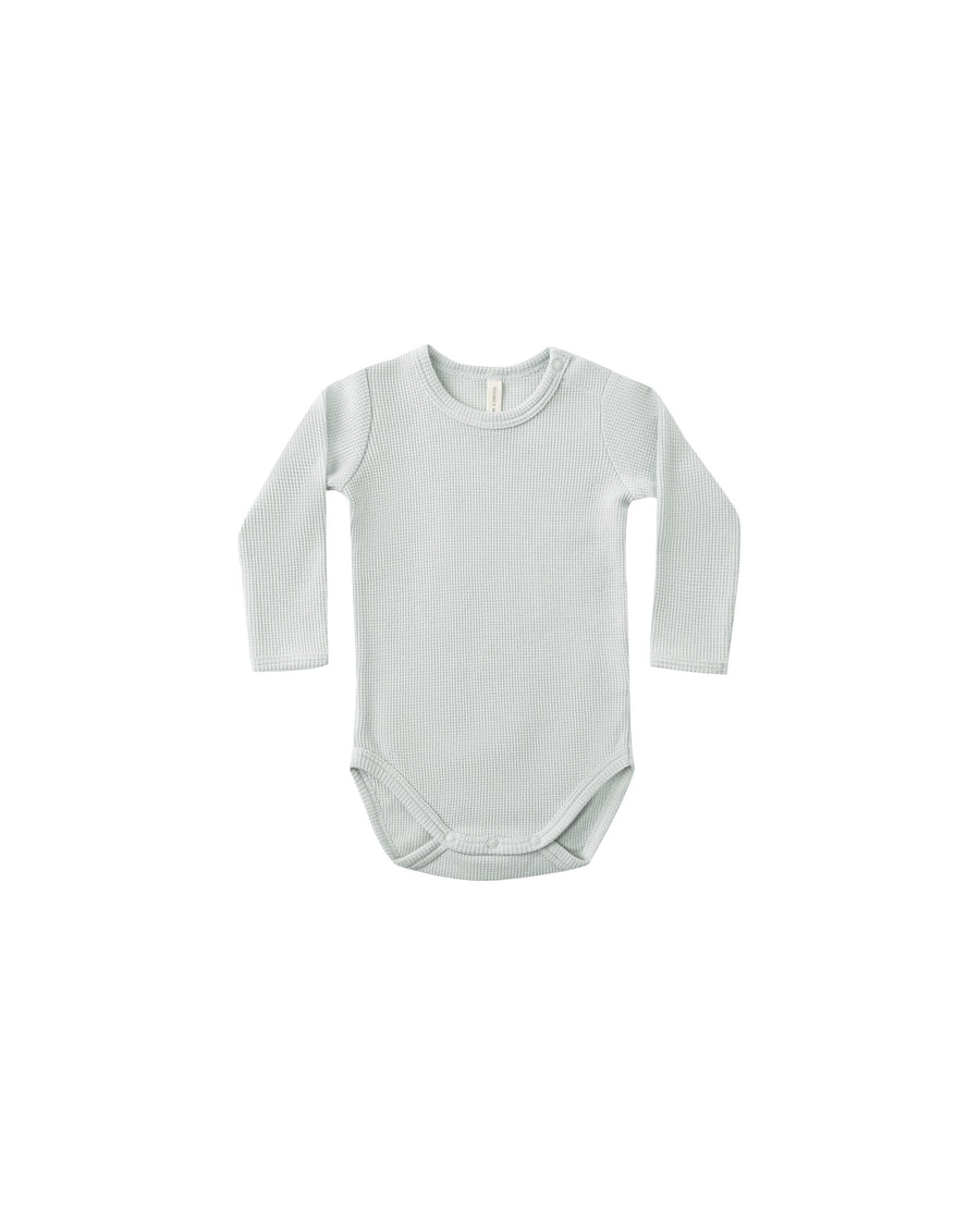 Quincy Mae Baby Waffle Long Sleeve Bodysuit - Ice Blue