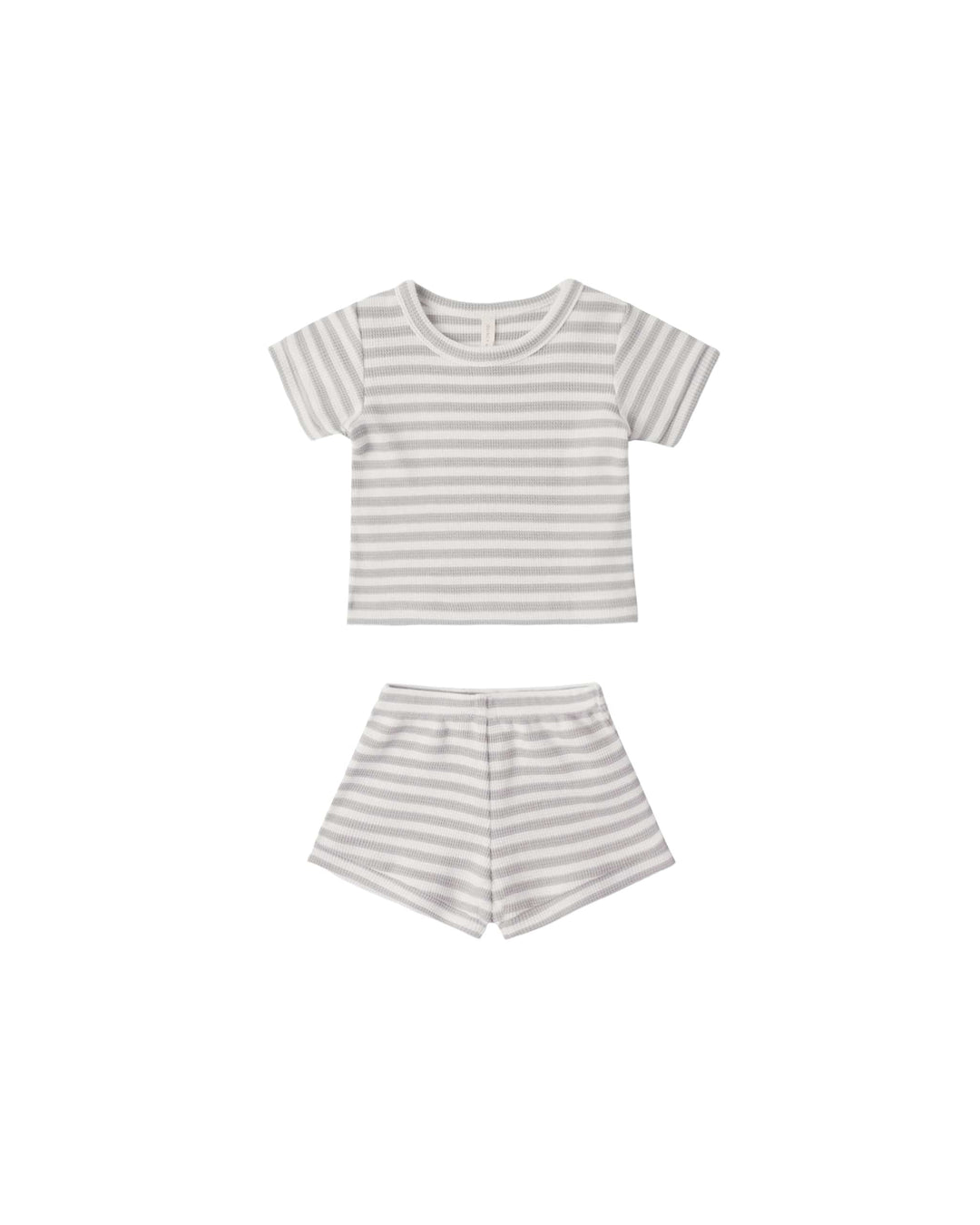 Quincy Mae Baby Waffle Shortie Set Sage Stripe