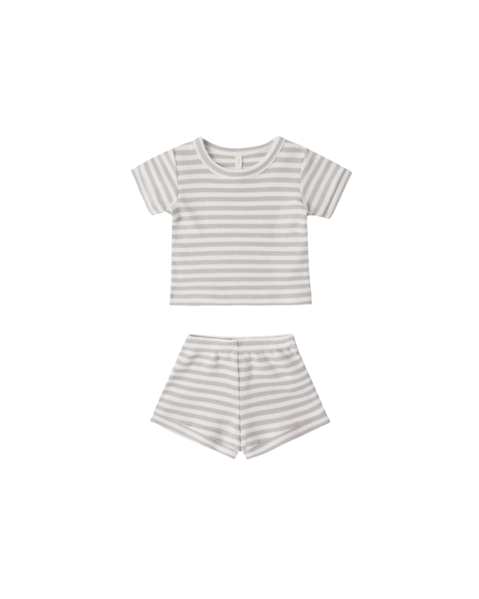 Quincy Mae Baby Waffle Shortie Set Sage Stripe