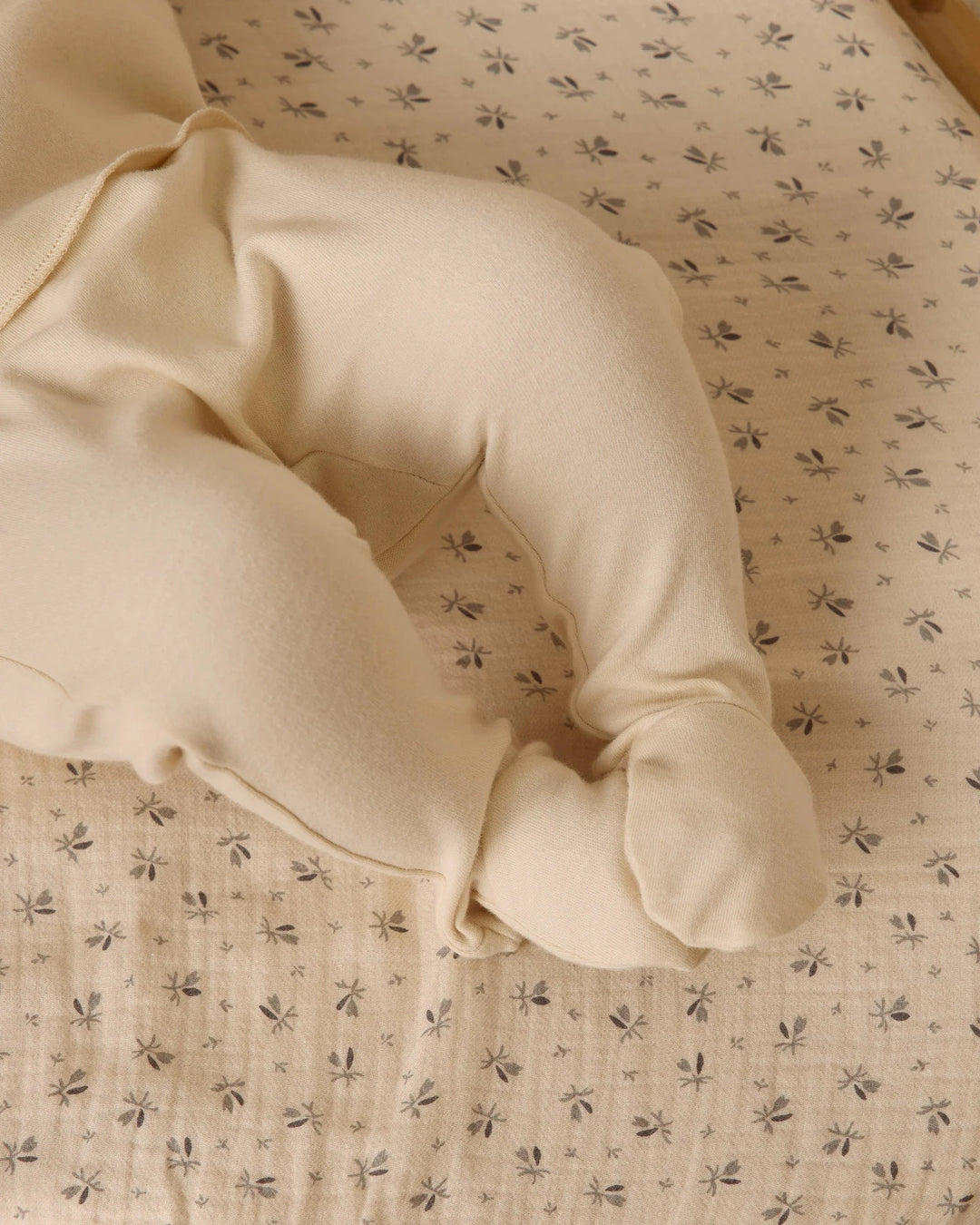 Quincy Mae Baby Wrap Top + Footed Pant Set - Natural