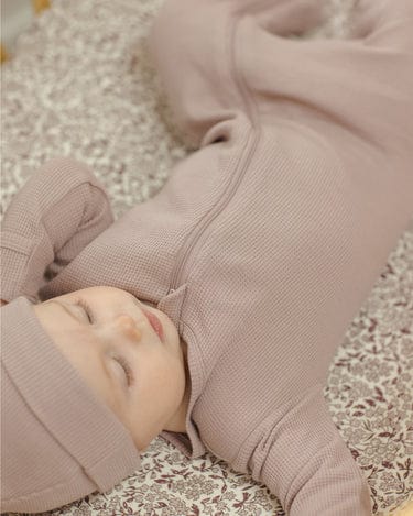 Quincy Mae Bodysuit Waffle Sleep Set - Mauve