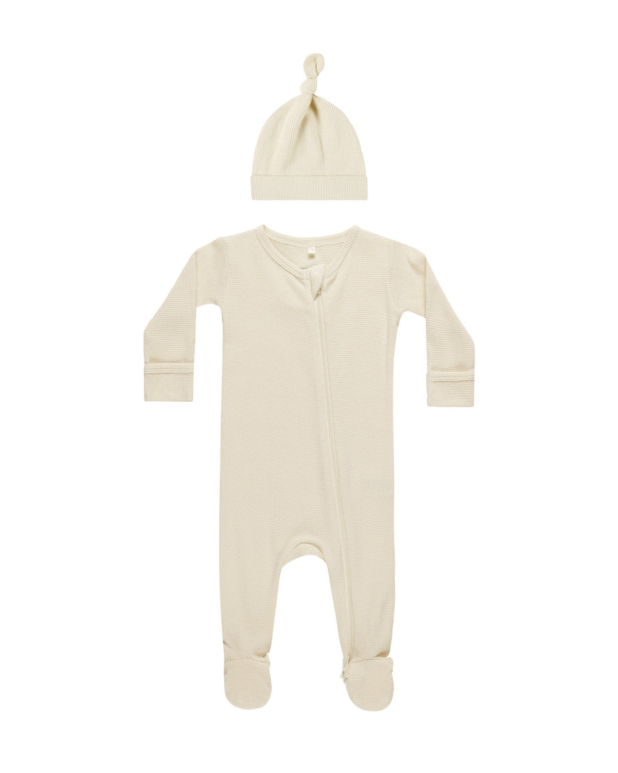 Quincy Mae Bodysuit Waffle Sleep Set - Natural