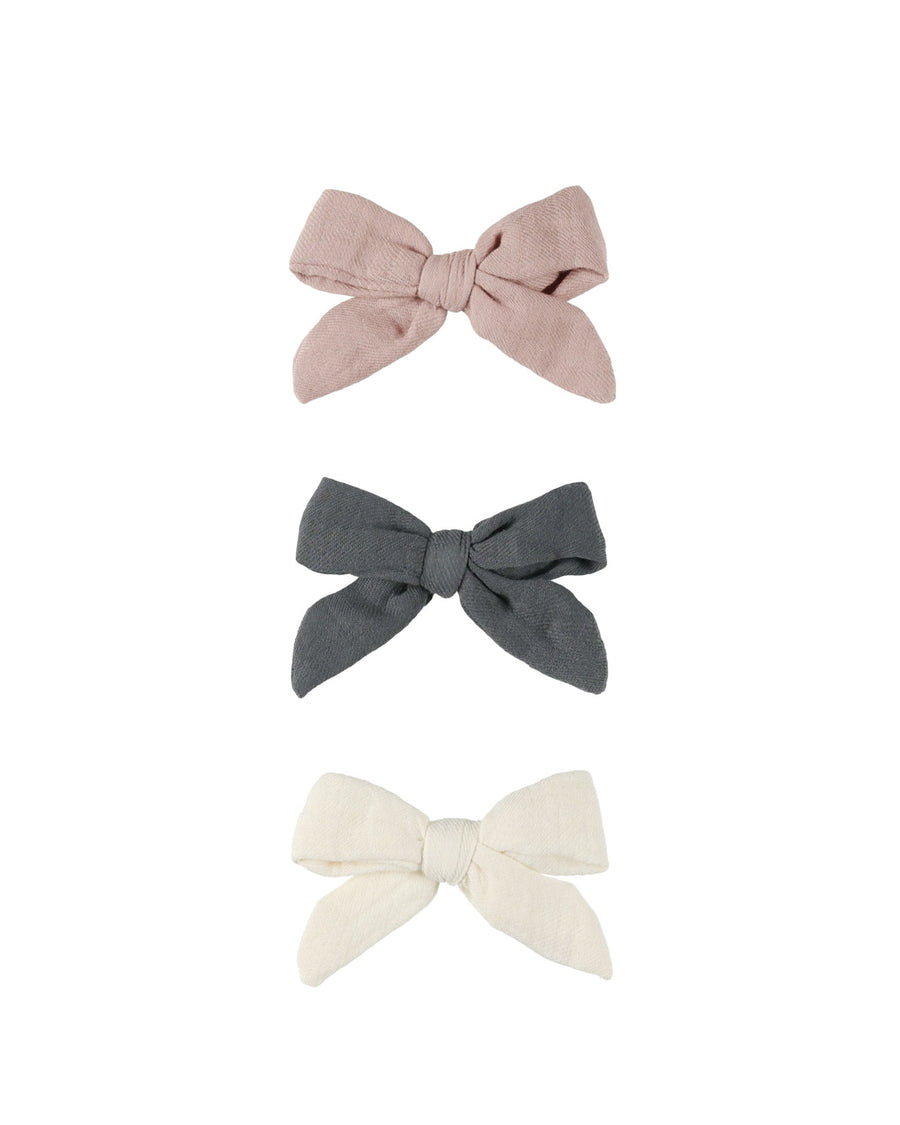 Quincy Mae Bow Bow W. Clip, Set Of 3 - Indigo, Mauve, Ivory