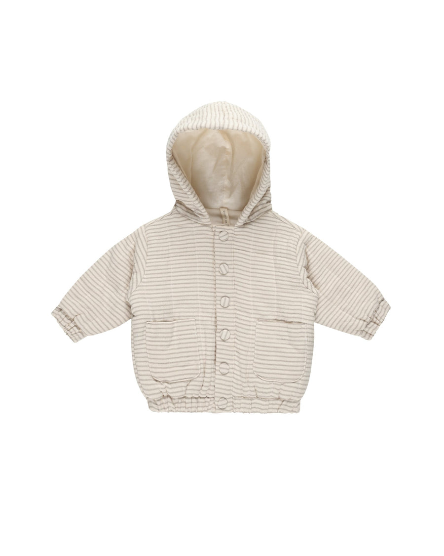 Quincy Mae Coats & Jackets Hooded Woven Jacket - Basil Stripe