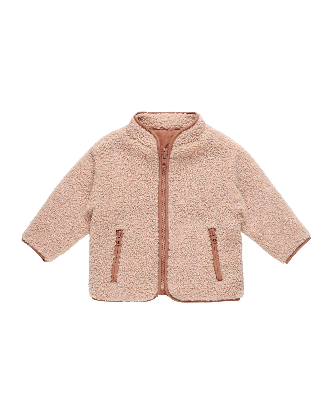 Quincy Mae Coats & Jackets Shearling Zip Jacket - Blush