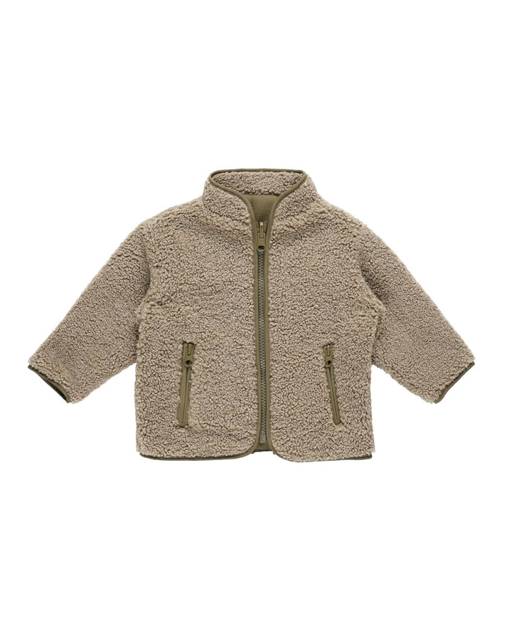 Quincy Mae Coats & Jackets Shearling Zip Jacket - Olive