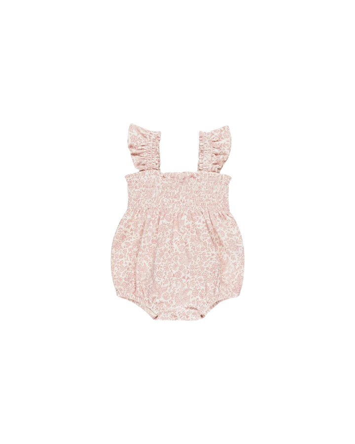 Quincy Mae Jumpsuits & Rompers Smocked Ruffle Sleeve Romper - Pink Blossom