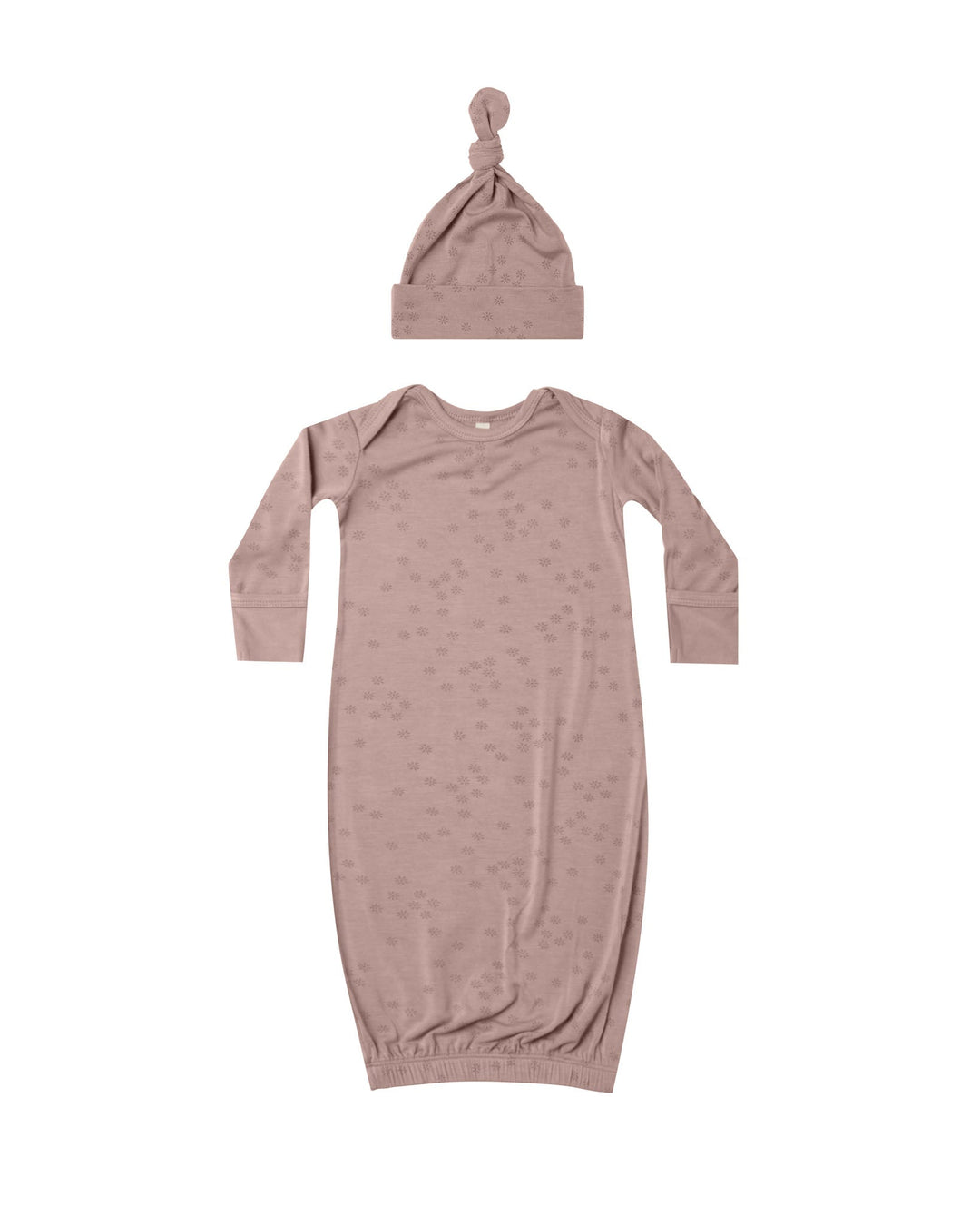 Quincy Mae Newborn Gown Bamboo Baby Gown and Hat - Mauve Bloom