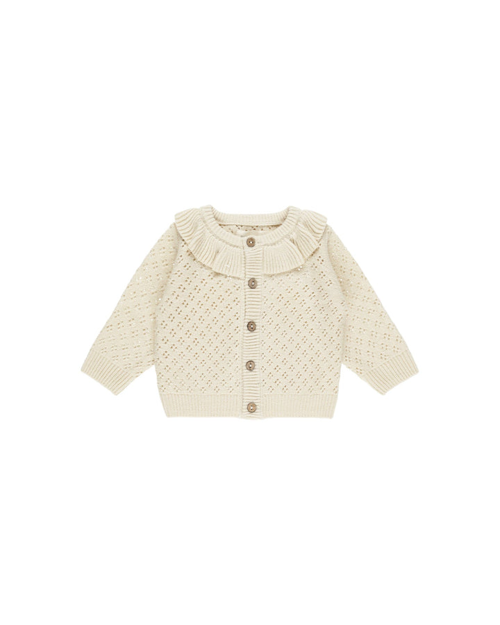 Quincy Mae Outerwear Ruffle Collar Cardigan - Natural