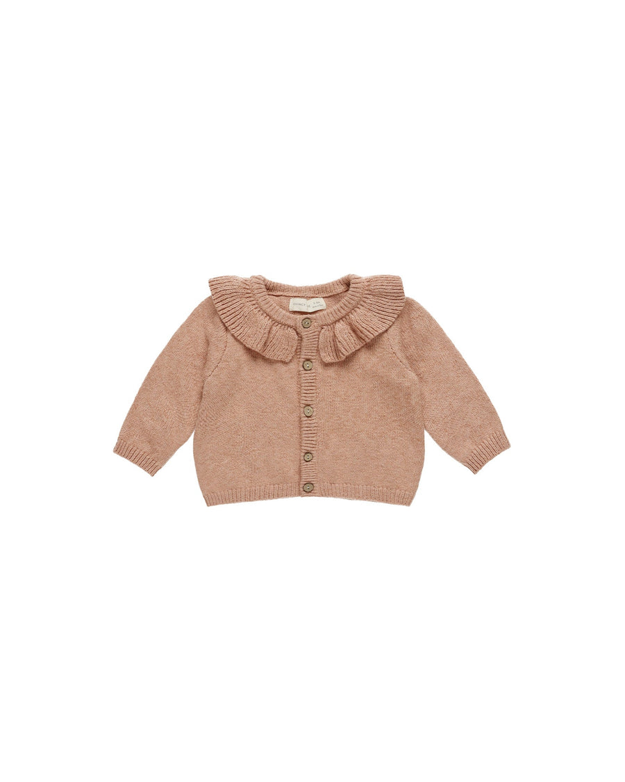 Quincy Mae Outerwear Ruffle Collar Cardigan - Rose