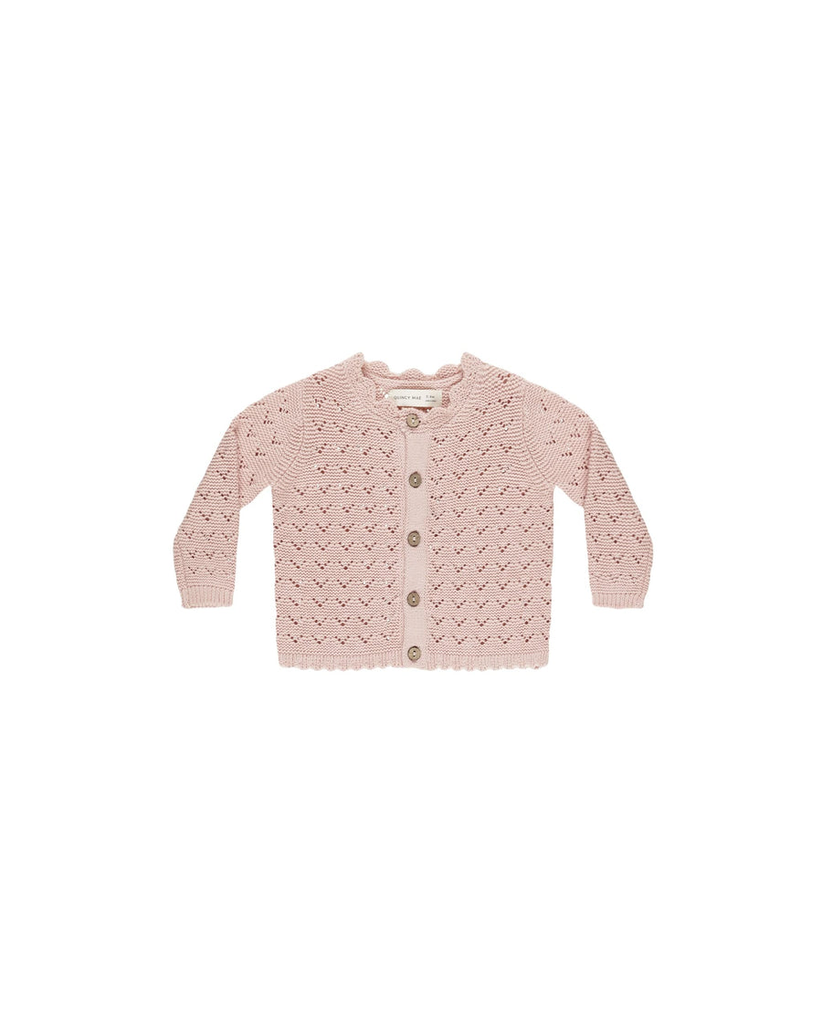 Quincy Mae Outerwear Scalloped Cardigan - Bubblegum