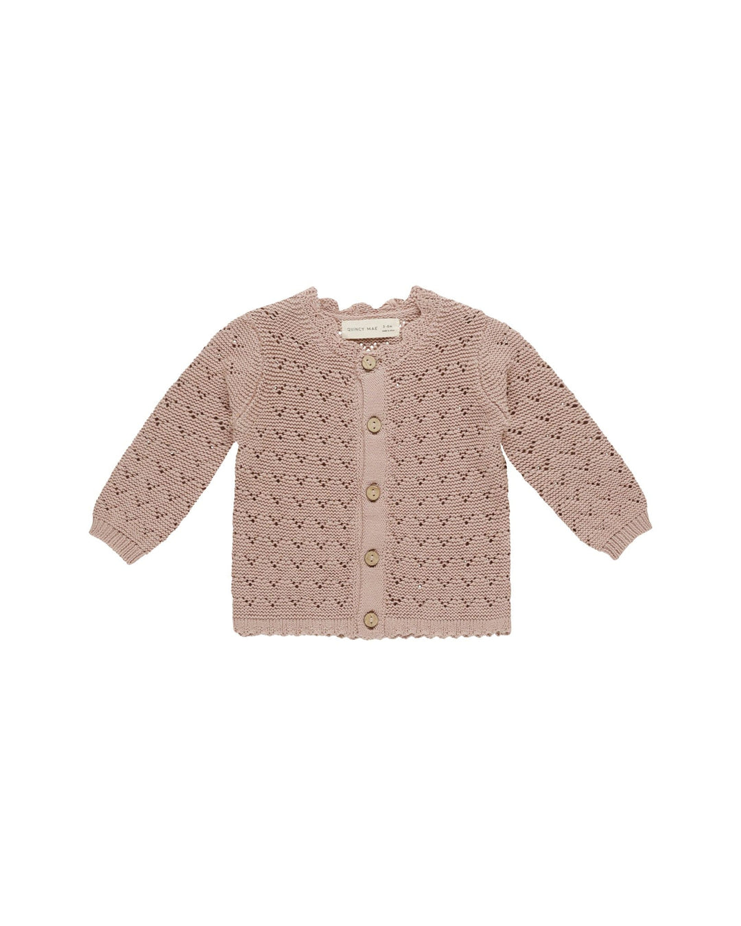 Quincy Mae Outerwear Scalloped Cardigan - Mauve