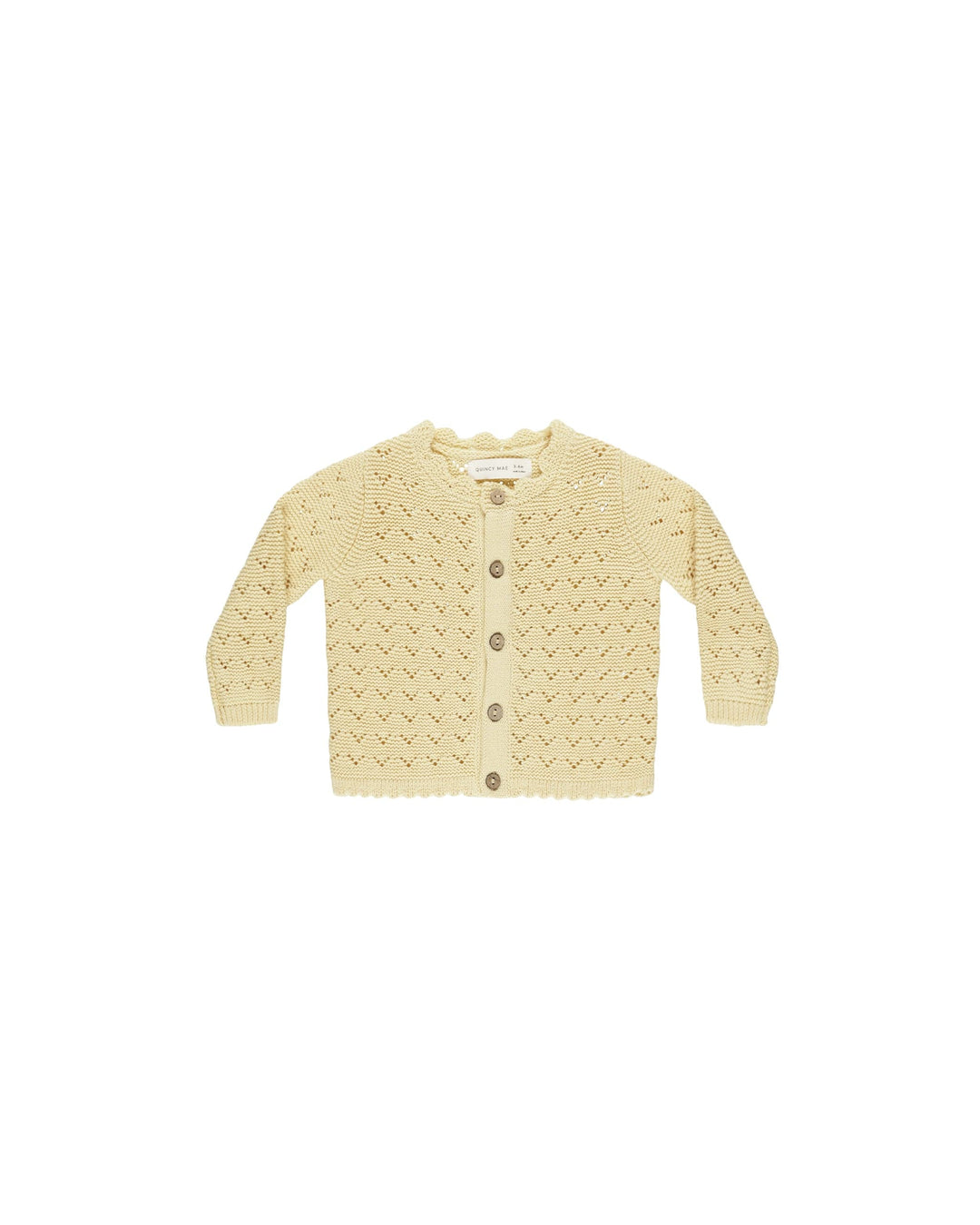 Quincy Mae Outerwear Scalloped Cardigan - Yellow