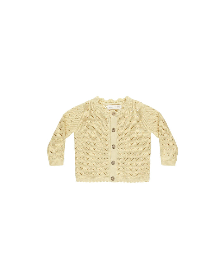 Quincy Mae Outerwear Scalloped Cardigan - Yellow