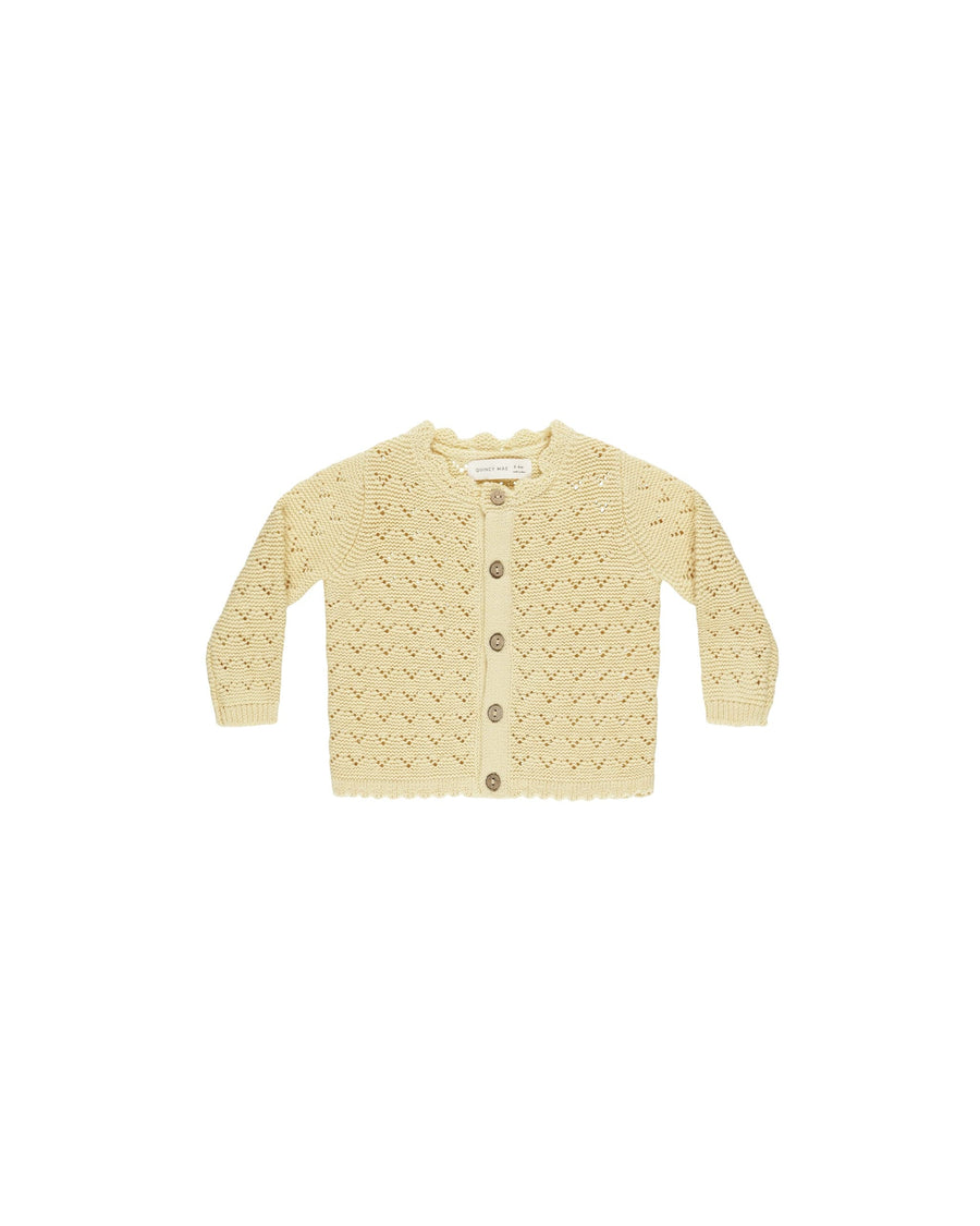 Quincy Mae Outerwear Scalloped Cardigan - Yellow