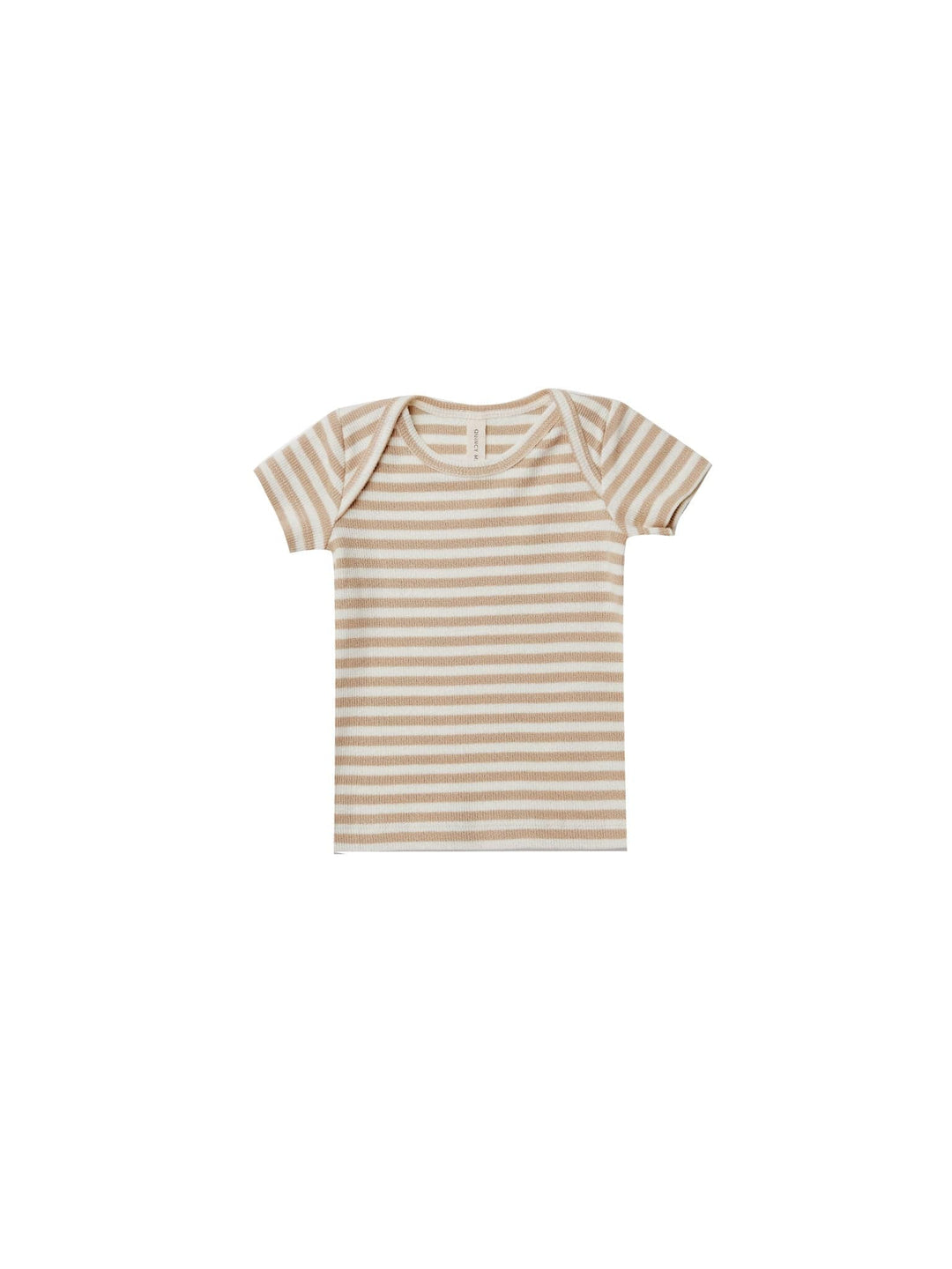 Quincy Mae Ribbed Short Sleeve - Latte Stripe