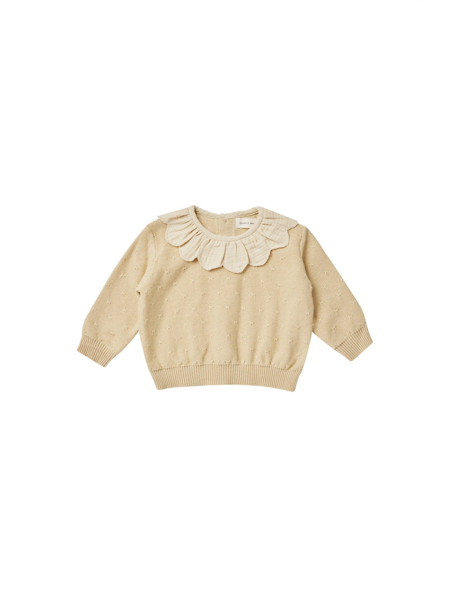 Quincy Mae Sweater 0-3m Petal Knit Sweater - Lemon