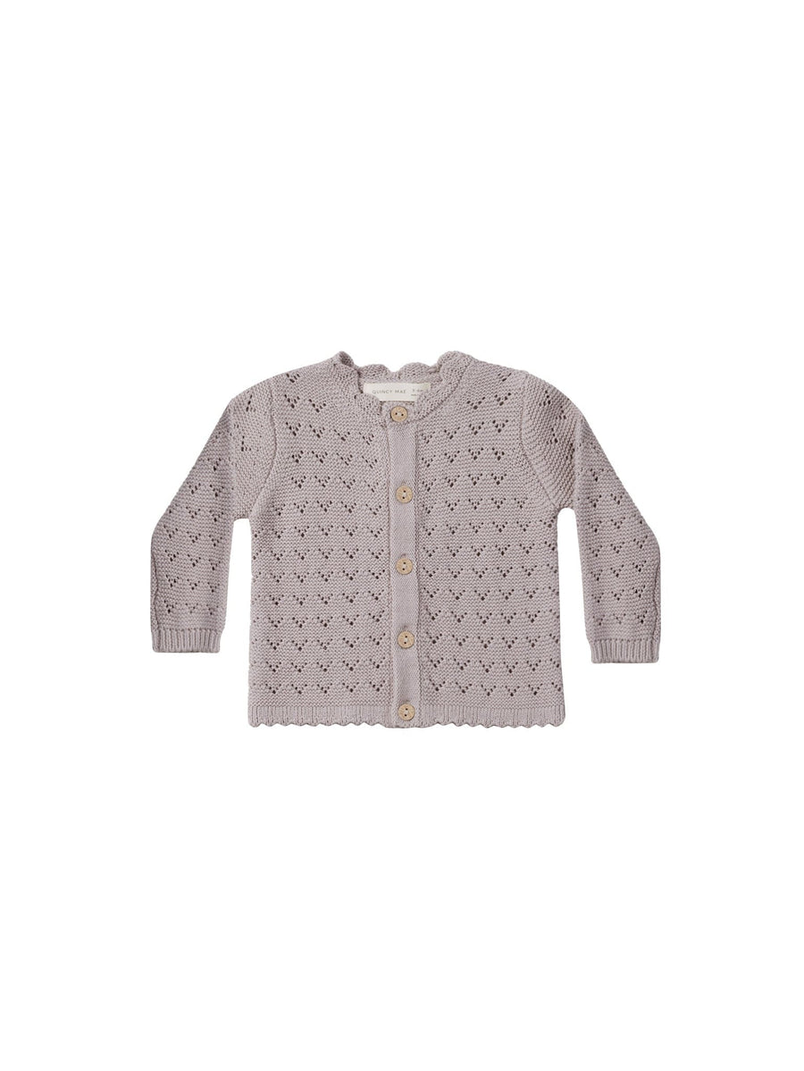 Quincy Mae Sweater 0-3m Scalloped Cardigan - Lavender