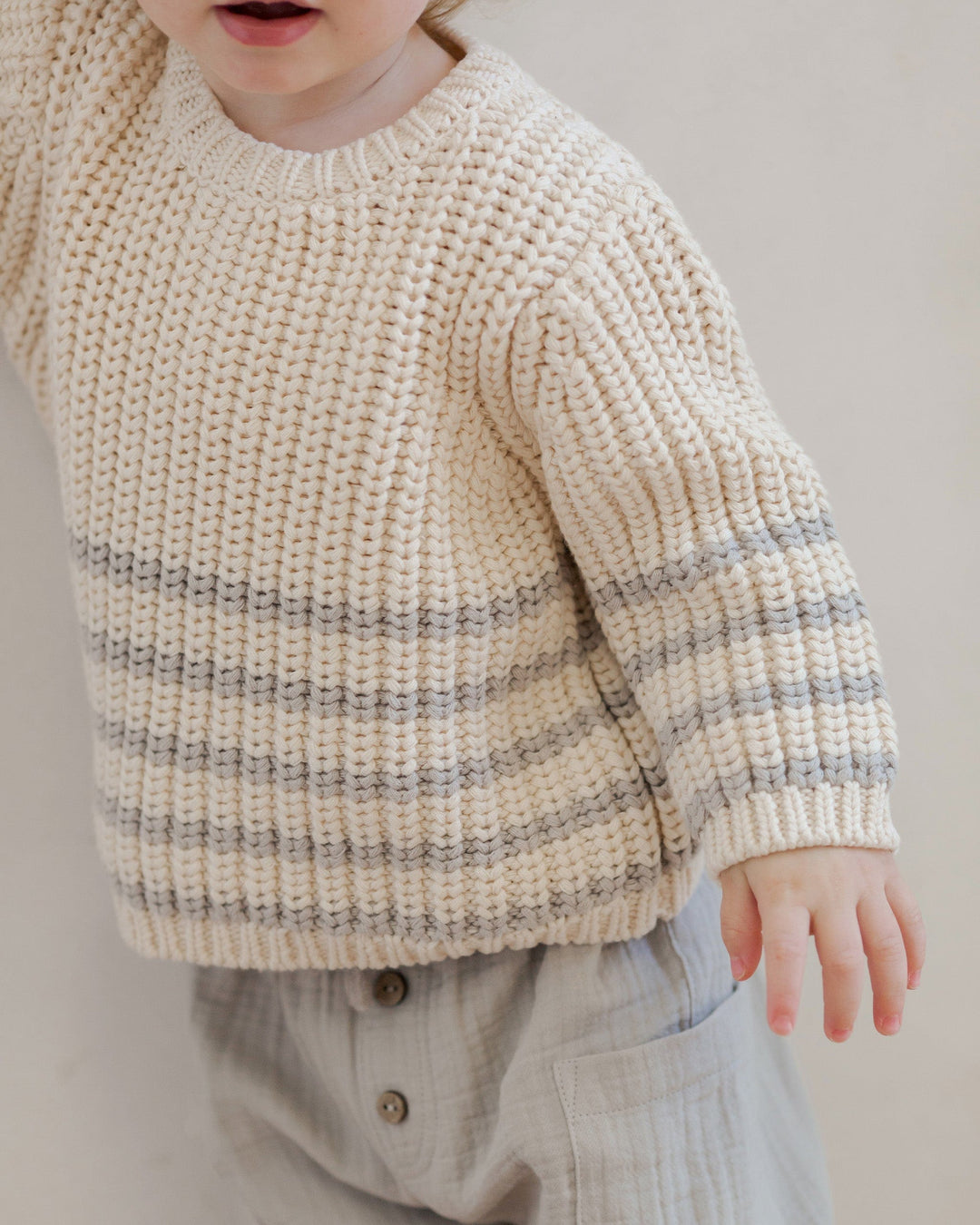 Quincy Mae Sweater Rex Sweater - Fog Stripe