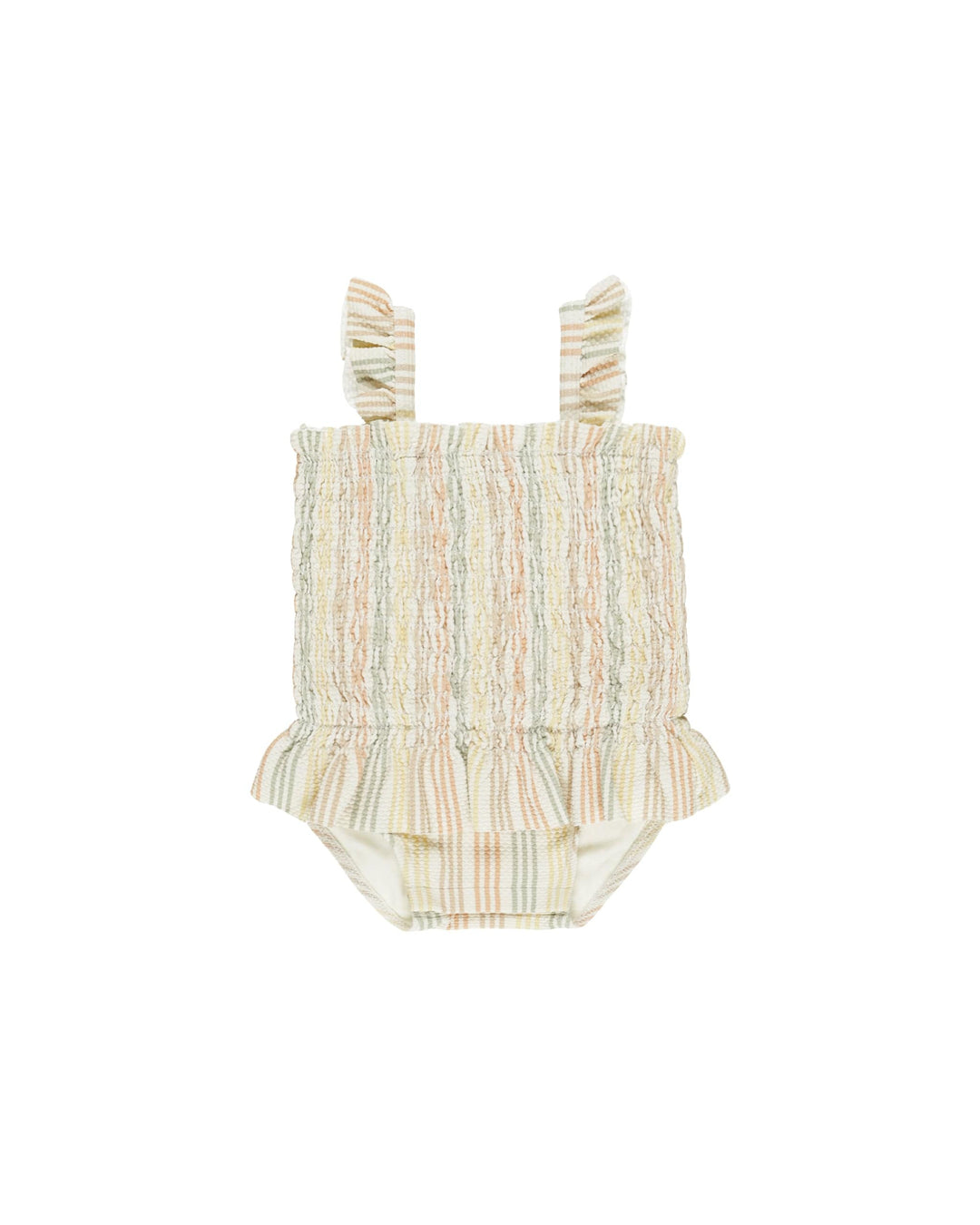 Quincy Mae Swimwear Smocked One-piece Swimsuit - Multi Stripe