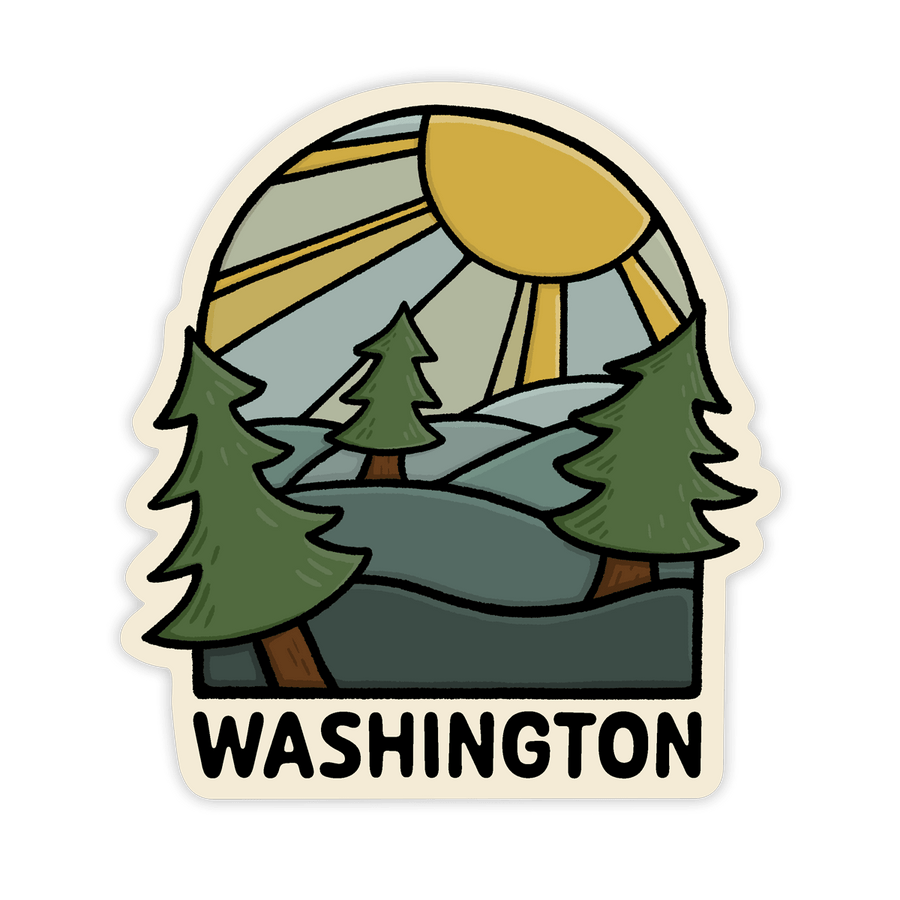 Rage Puddle Sticker Washington State - Vinyl Sticker - Evergreen Trees
