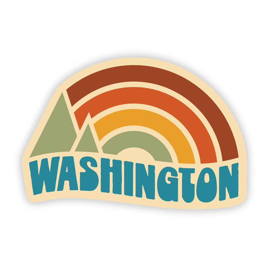 Rage Puddle Sticker Washington State - Vinyl Sticker - Rainbow Sunset