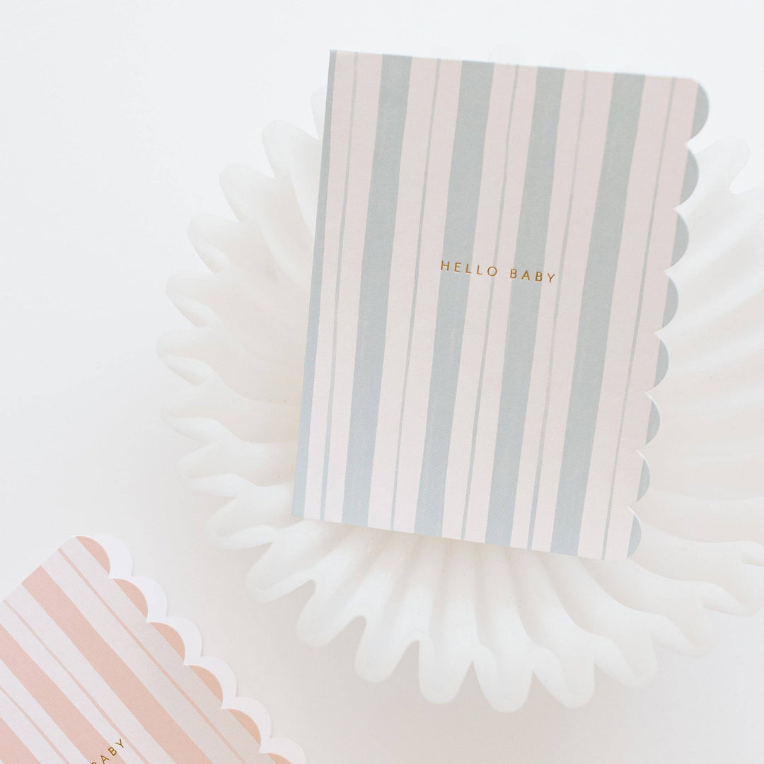 Ramona & Ruth Cards Baby Stripes Blue Greeting Card
