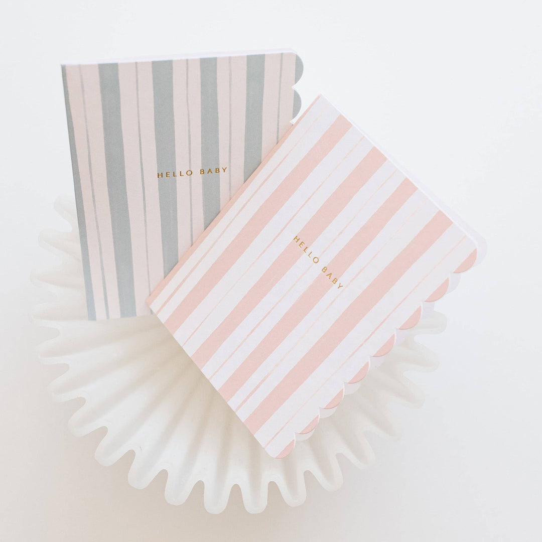 Ramona & Ruth Cards Baby Stripes Pink Greeting Card