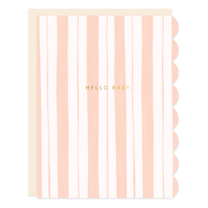 Ramona & Ruth Cards Baby Stripes Pink Greeting Card