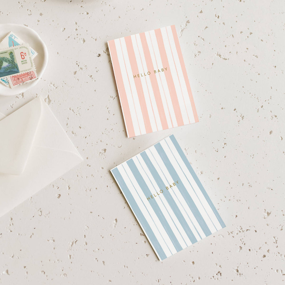 Ramona & Ruth Cards Baby Stripes Pink Mini Card
