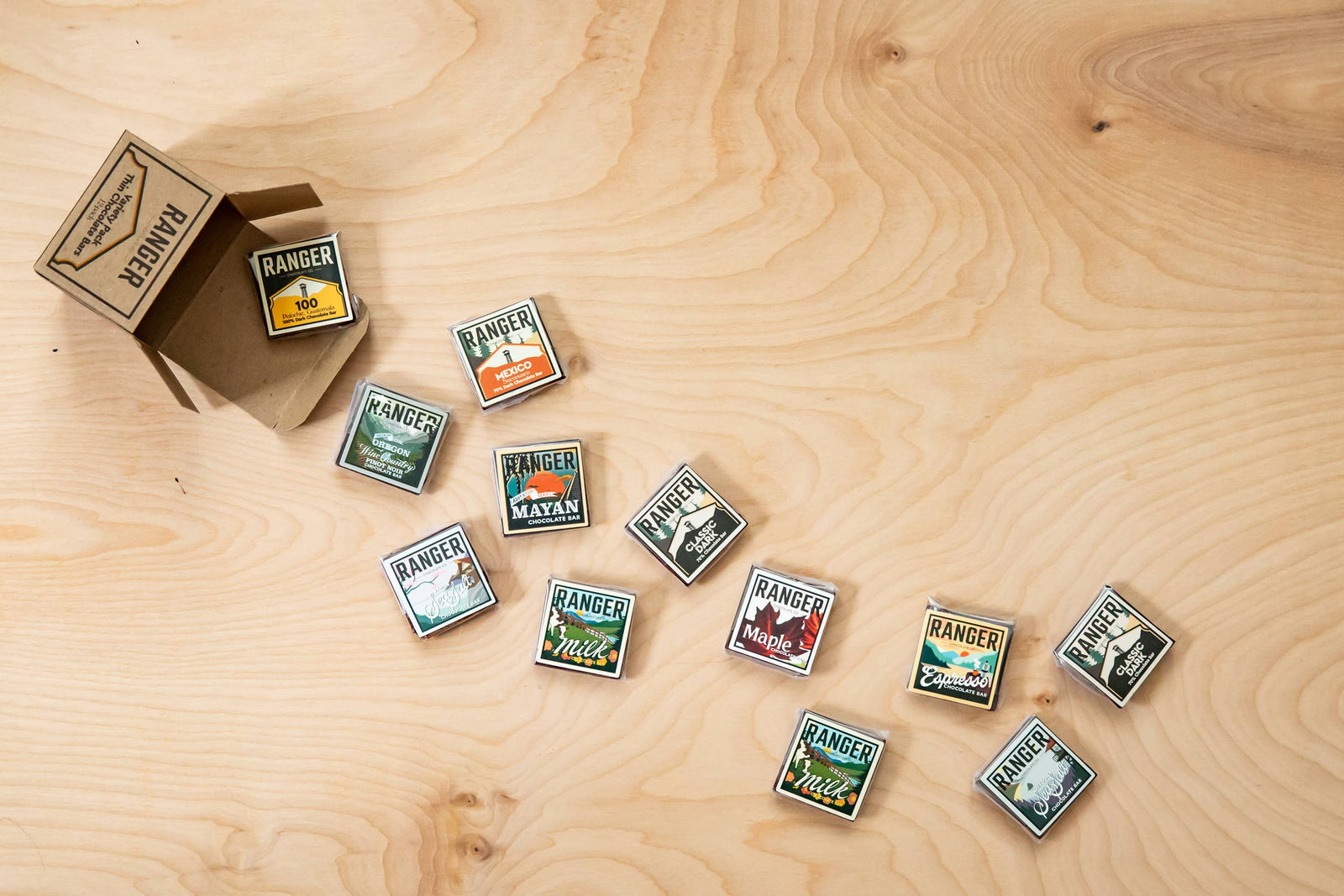 Ranger Chocolate Co. Treats Variety Pack, Thin Chocolate Bars, 12-pack