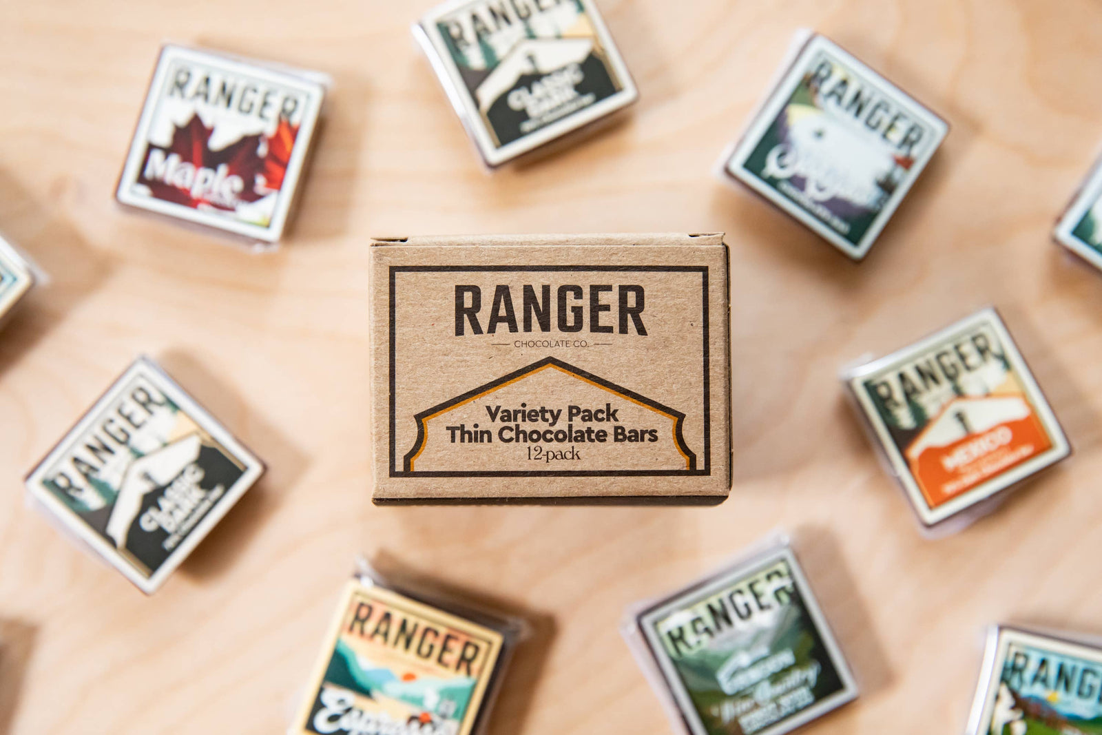 Ranger Chocolate Co. Treats Variety Pack, Thin Chocolate Bars, 12-pack