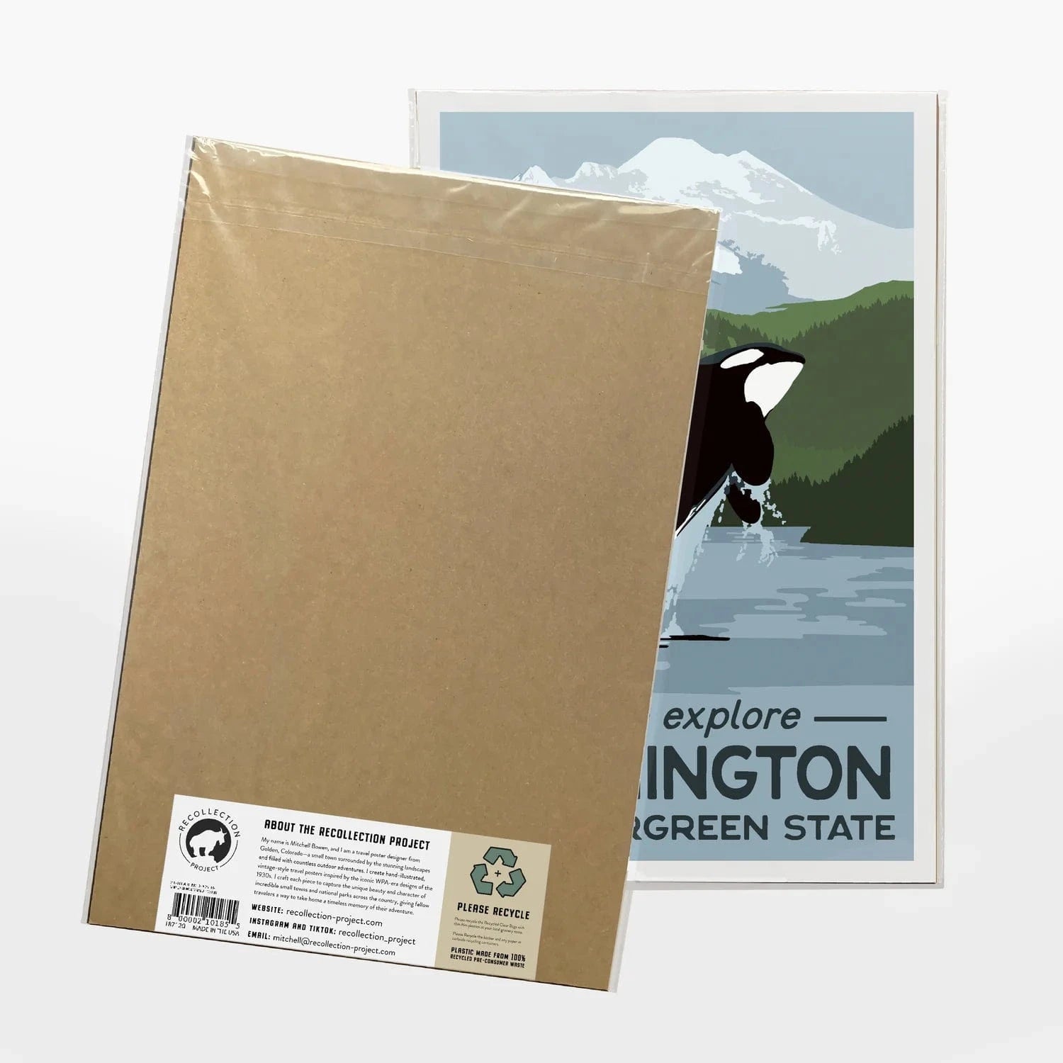 Recollection Project Paper PO Washington State Orca Travel Poster