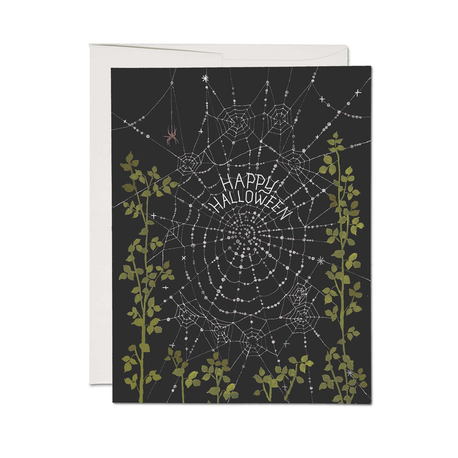 Red Cap Cards Card Delicate Spider Web Halloween Card