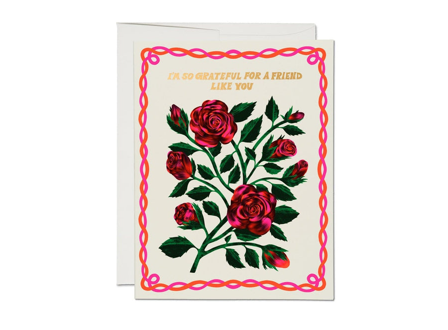 Red Cap Cards Card Grateful Roses Friendship Card