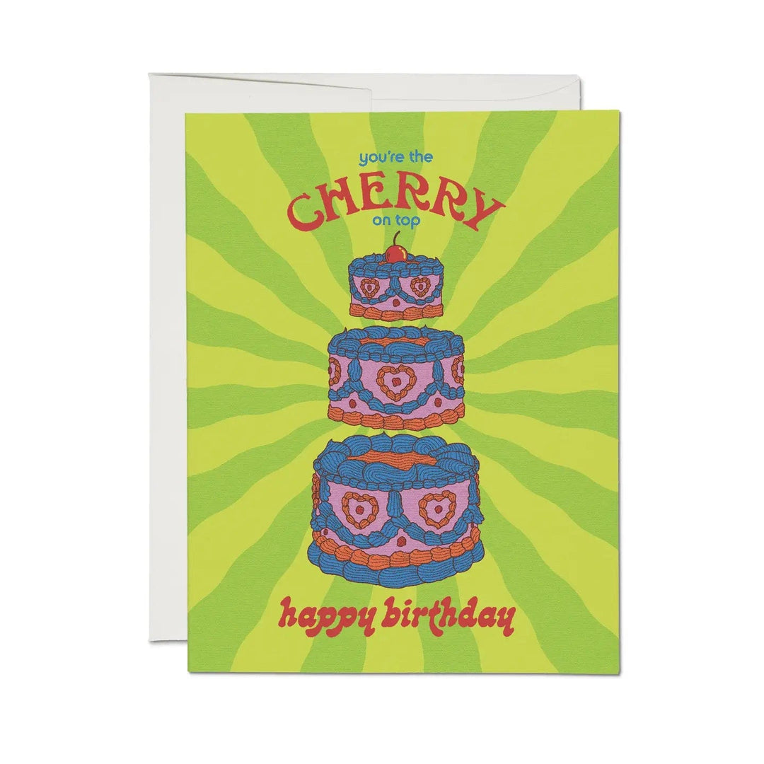 Red Cap Cards Card Layered Birthday Cake Greeting Card