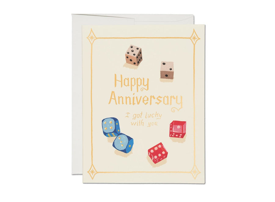 Red Cap Cards Card Lucky Dice Anniversary Card