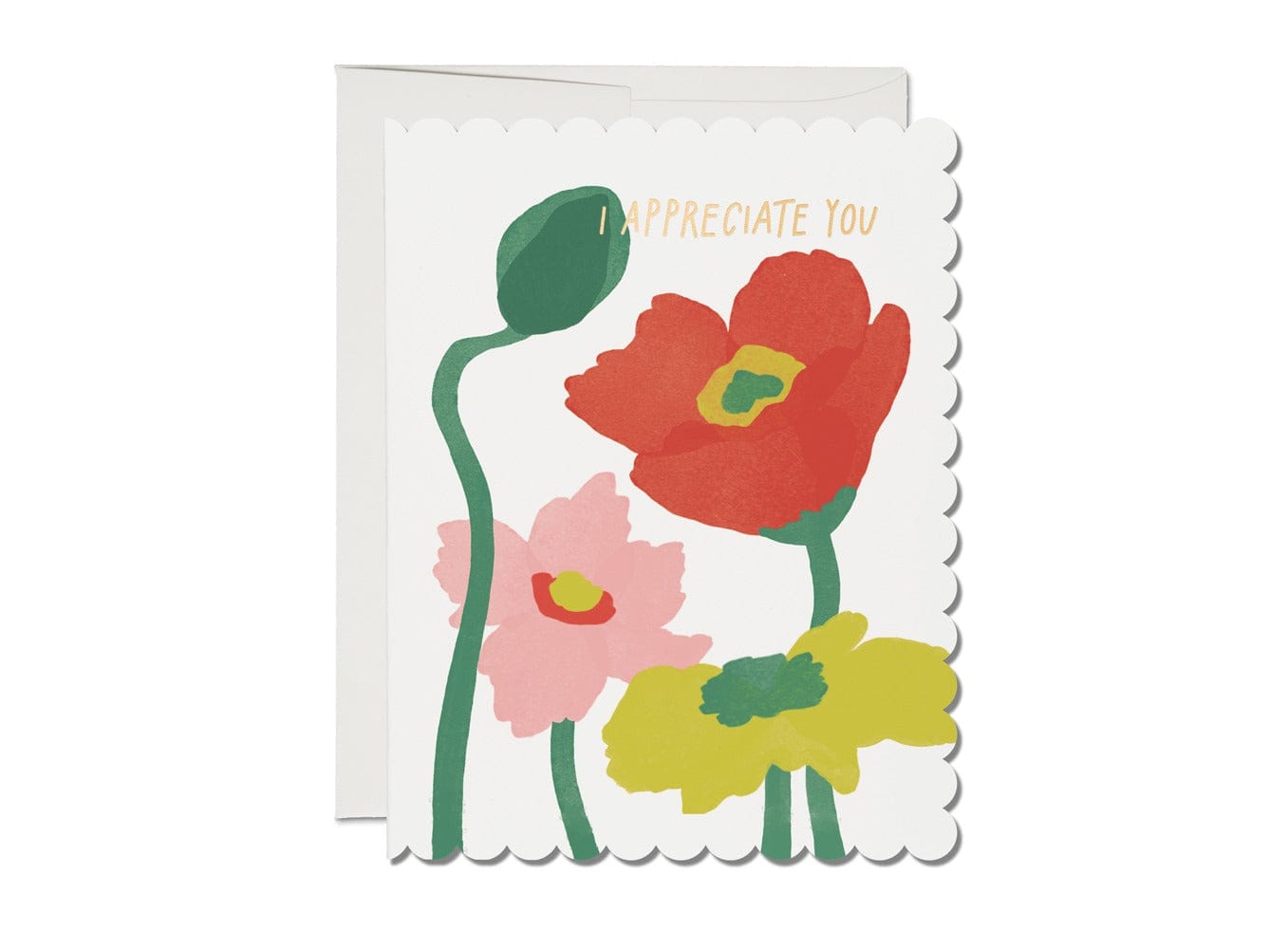 Red Cap Cards Card Scalloped Poppy Die Cut Appreciation Card