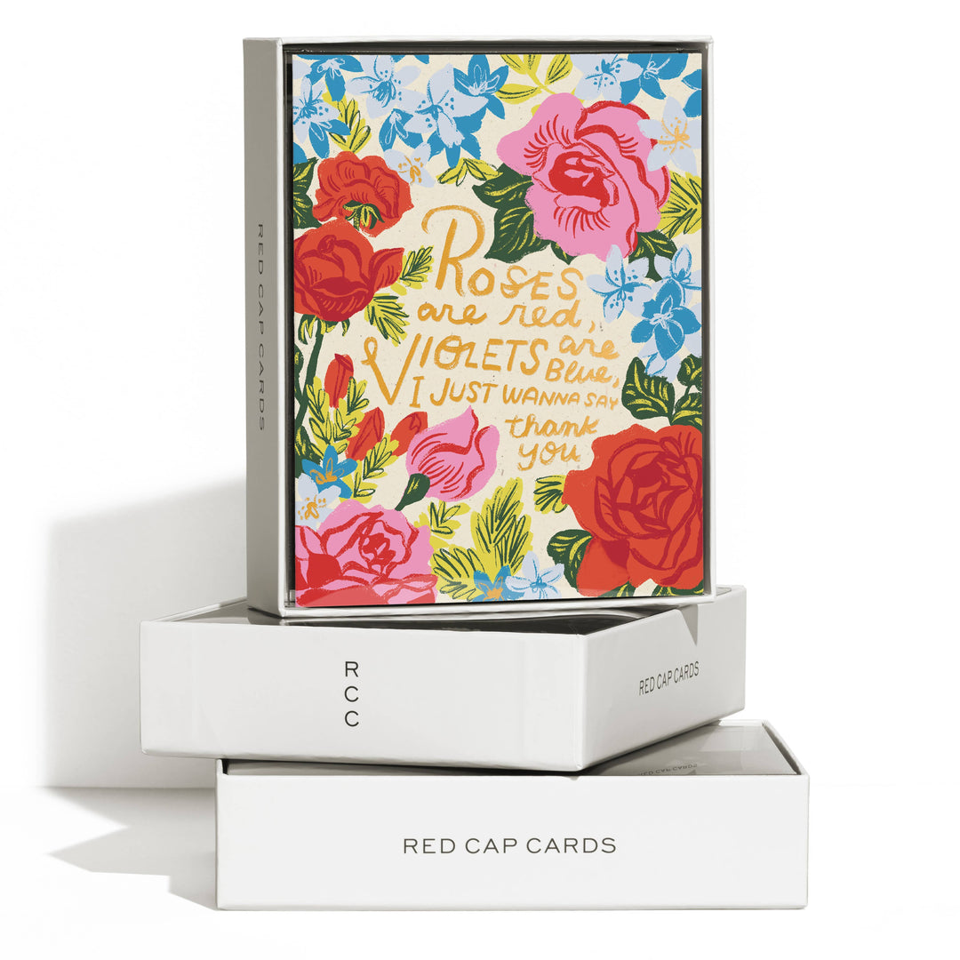 Red Cap Cards Cards Roses and Violets greeting card