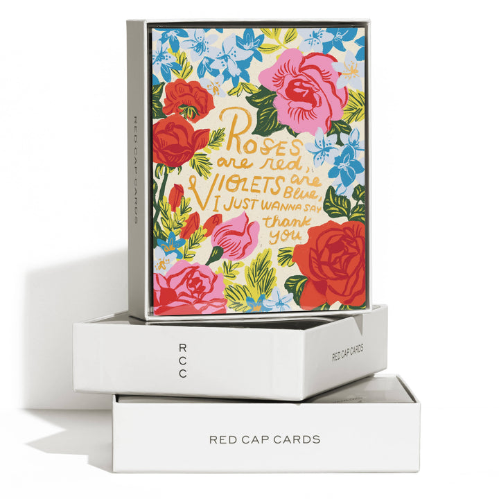 Red Cap Cards Cards Roses and Violets greeting card