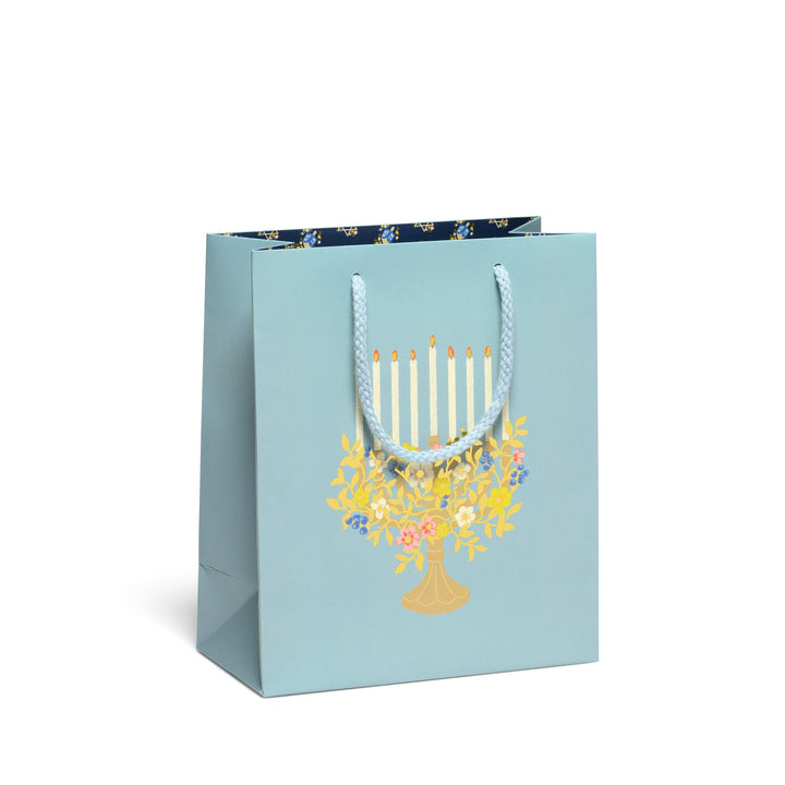 Red Cap Cards Gift Bag Floral Menorah Medium Gift Bag