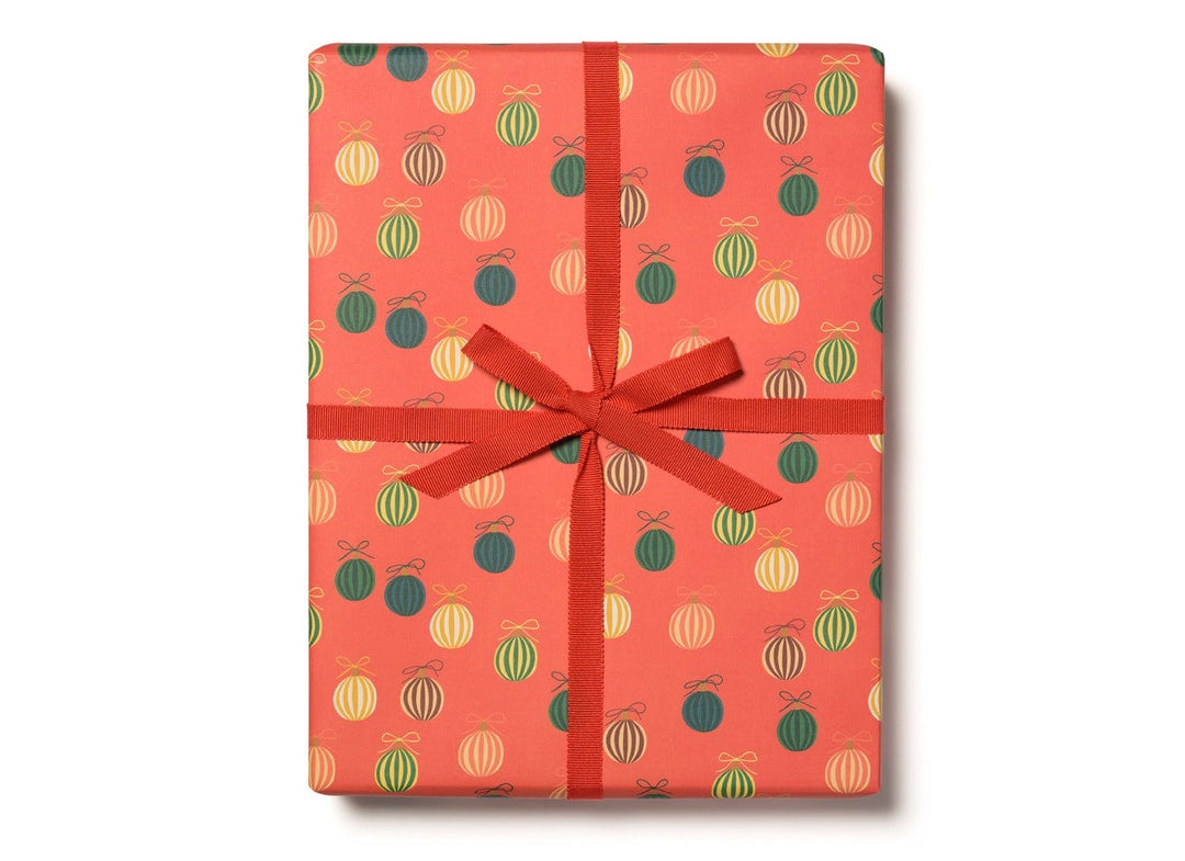 Red Cap Cards Gift Wrap Merry Ornaments Holiday Wrap - Single Sheet