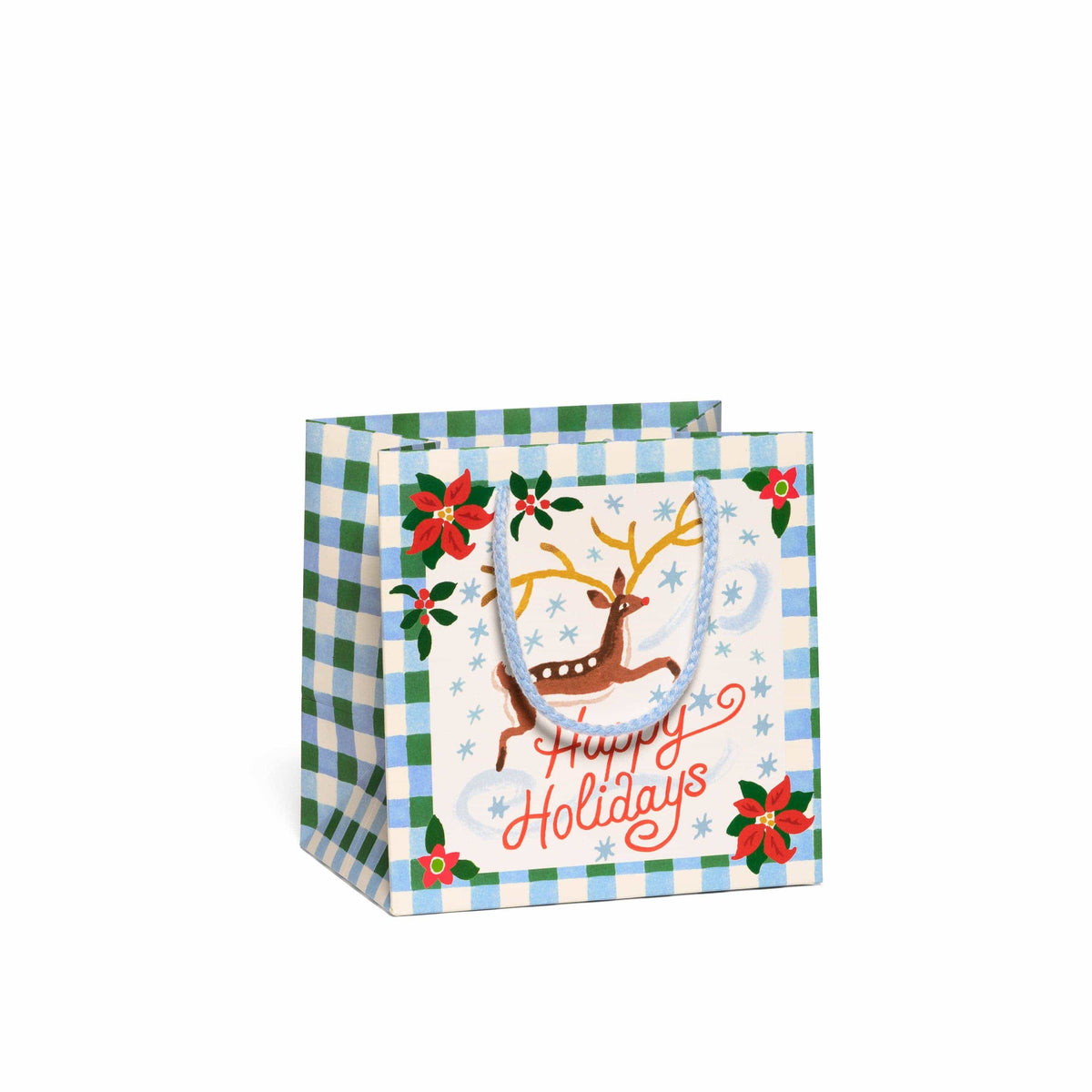 Red Cap Cards Party Holiday Reindeer small gift bag