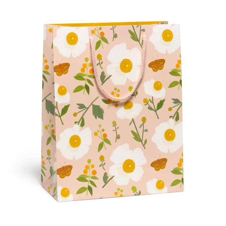 Red Cap Cards Party White Poppies Gift Bag Medium