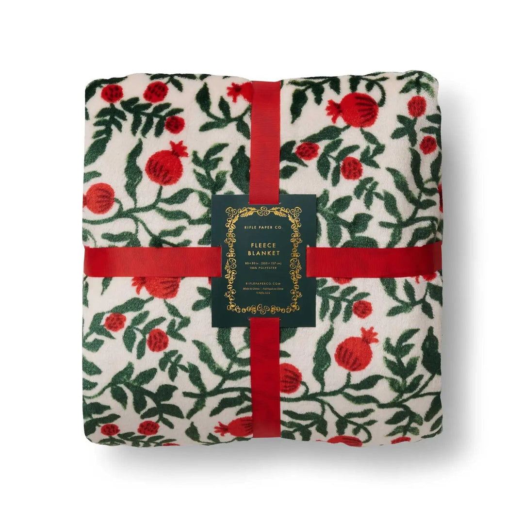 Rifle Paper Co. Blankets Christmastide Pomegranate Fleece Blanket