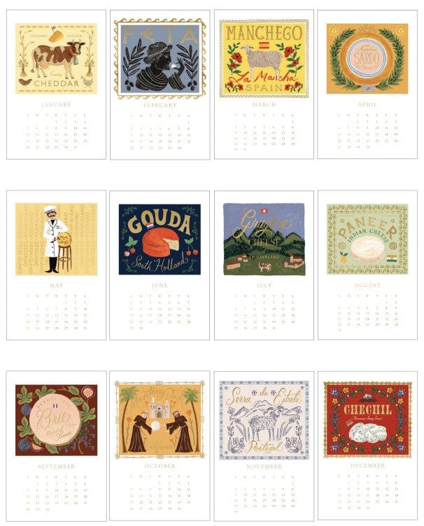 Rifle Paper Co. Calendars 2025 Cheese Kitchen Calendar (6x9)