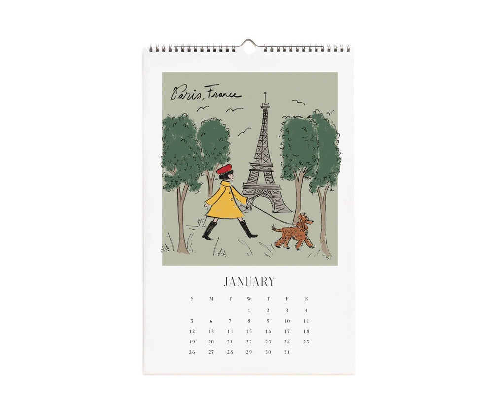 Rifle Paper Co. Calendars 2025 Travel Sketchbook Wall Calendar