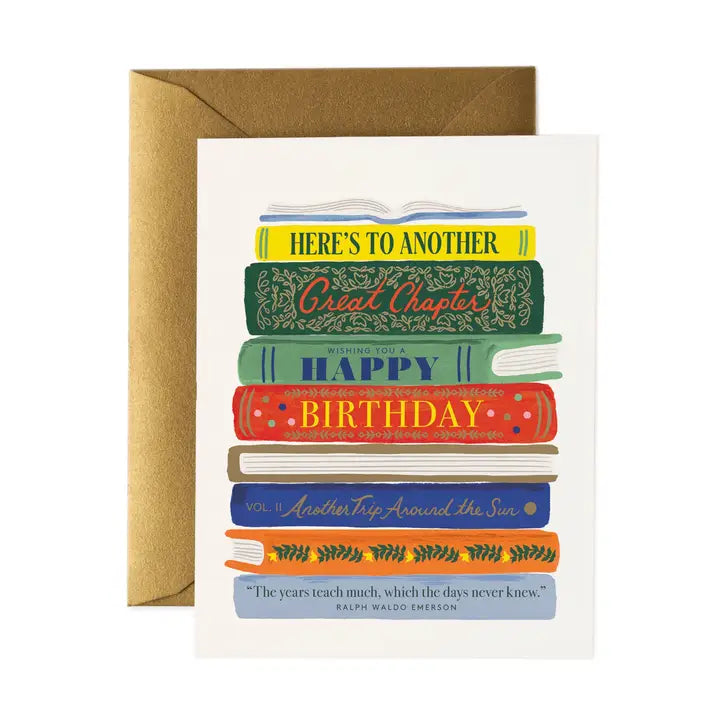 Rifle Paper Co. Cards Book Stack Birthday Card