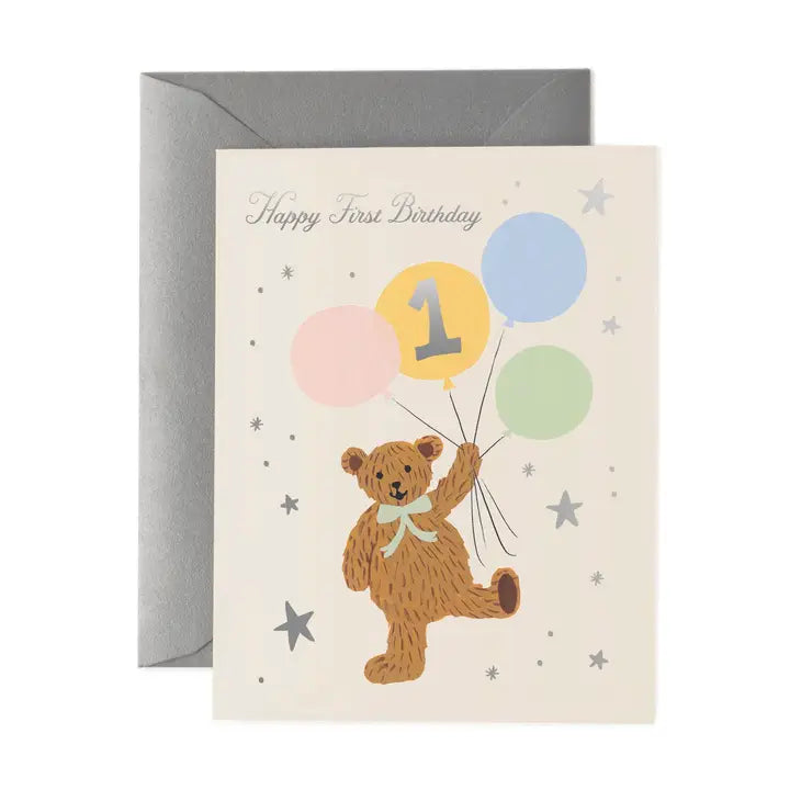 Rifle Paper Co. Cards First Birthday Bear Card